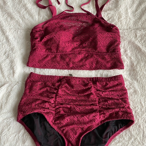 Crochet High-Waisted Bikini-Size large,12,Torrid 0